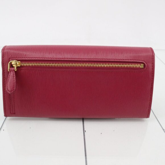 PRADA Saffiano / Vitello Move Leather Continental Wallet & Card Case Red - Picture 2 of 12